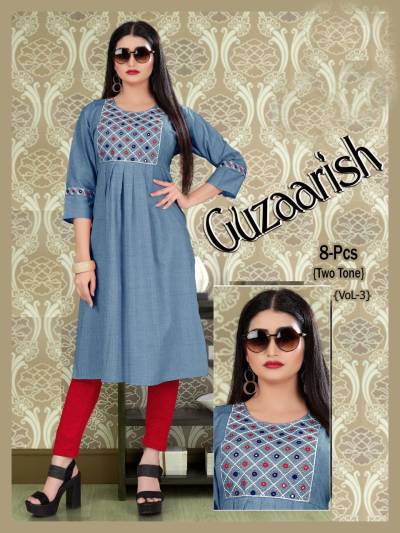 Guzaarish Vol 3 By Trendy Fancy Rayon Embrodered Kurti Collection